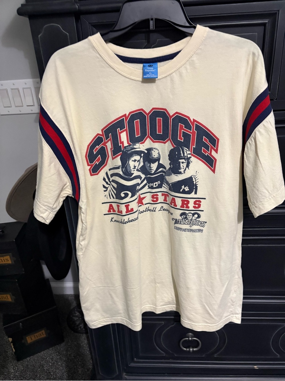 Great Republic XL Cream T-Shirt with Navy Trim